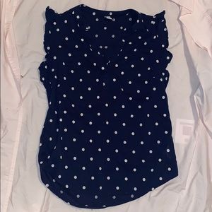 Navy polka dot top